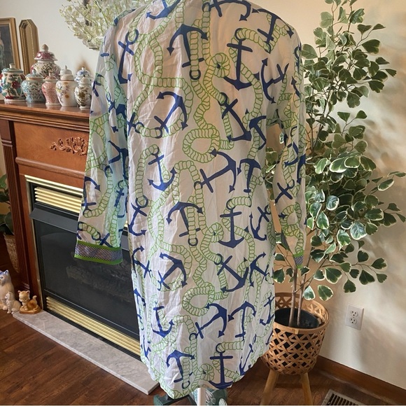 Advance Apparels • Blue & Green Anchor Nautical Swimsuit Coverup • Sz M • NWT - Picture 6 of 7